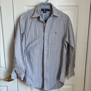 Vintage Ralph Lauren Men's Multicolor Striped Button Down Shirt - Size M